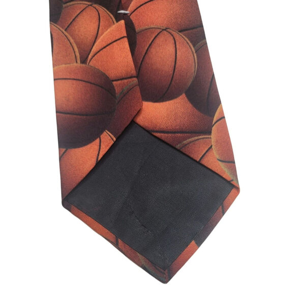 Ralph Marlin Necktie Just Balls Basketballs Vintage 90s Sports Tie Made In USA - Picture 6 of 6